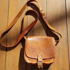 Vintage Embossed Leather Crossbody